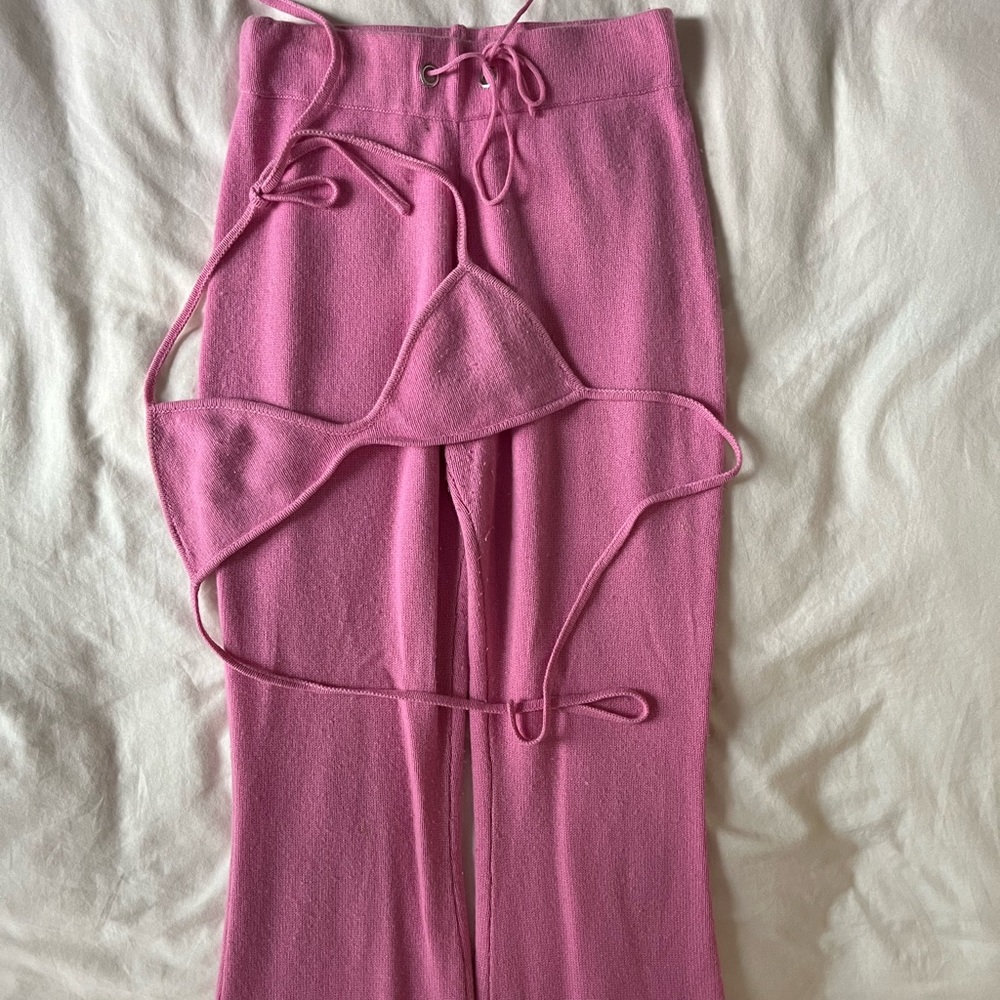 Cozy, pink, cashmere Frankie’s Bikinis set